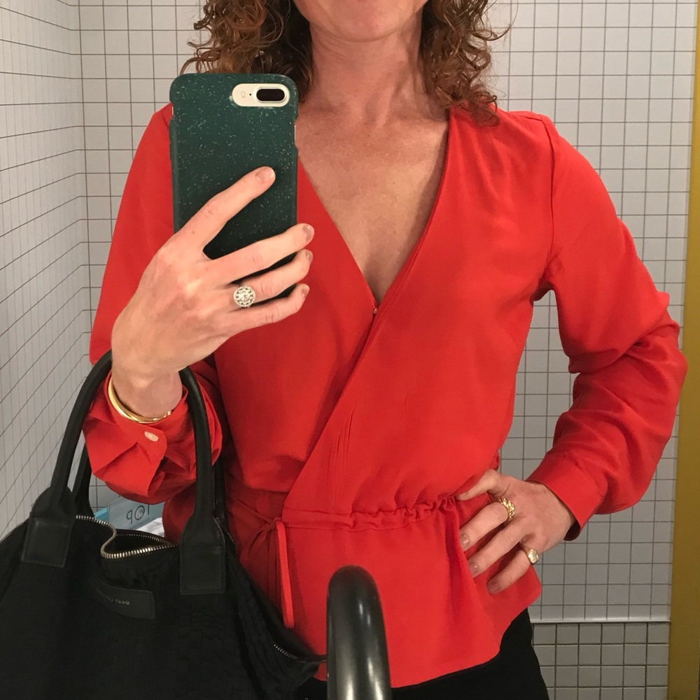 Sale! Frank & Oak Women's Red Wrap Top